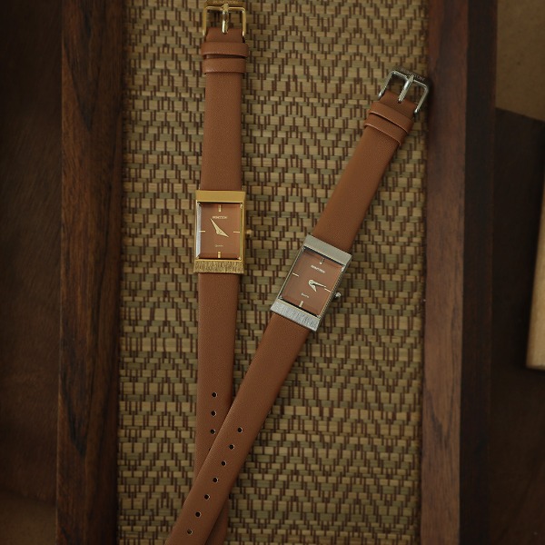 Grid leather watch (그리드 레더 워치) Tan