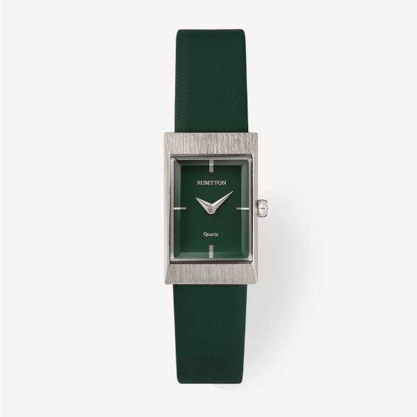 Grid leather watch (그리드 레더 워치) Green Silver