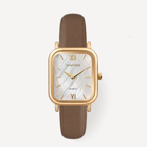 Harbor leather watch (하버 레더 워치) White Gold Brown