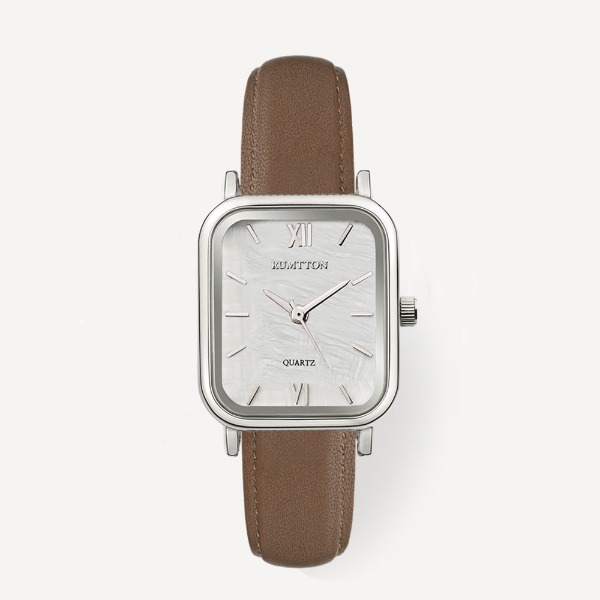 Harbor leather watch (하버 레더 워치) White Silver Brown